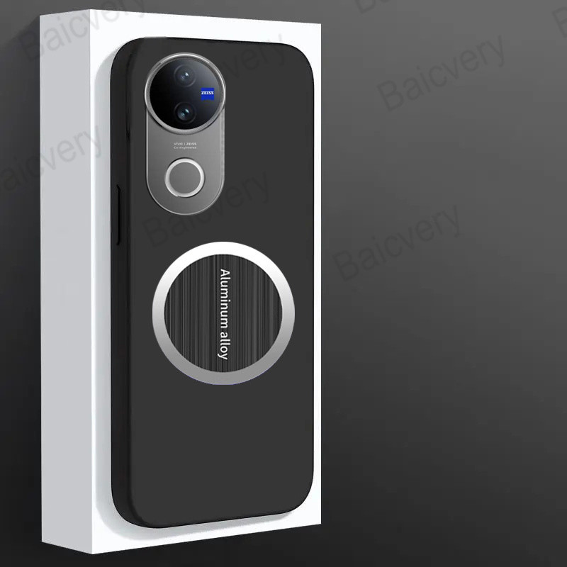 สําหรับ VIVO V50 5G V2427 พร้อมสติกเกอร์กาวแม่เหล็กสีดํา Soft TPU ฝาหลัง