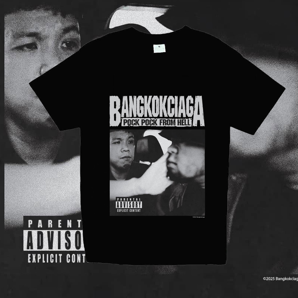 【พร้อมส่ง】Bangkokciaga 2025 POCK POCK FROM HELL เสื้อยืดคอตตอนคอลำลองด้านบน