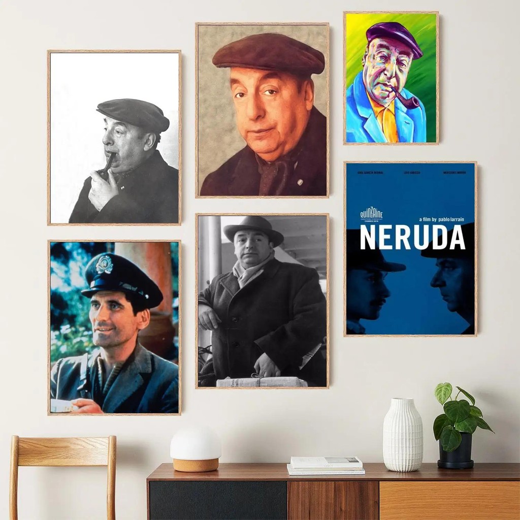 Pablo Neruda โปสเตอร์ศิลปะผ้าใบ Modern Family ตกแต่งห้องนอนภาพพิมพ์ Wall Art สําหรับการออกแบบภายในบ้