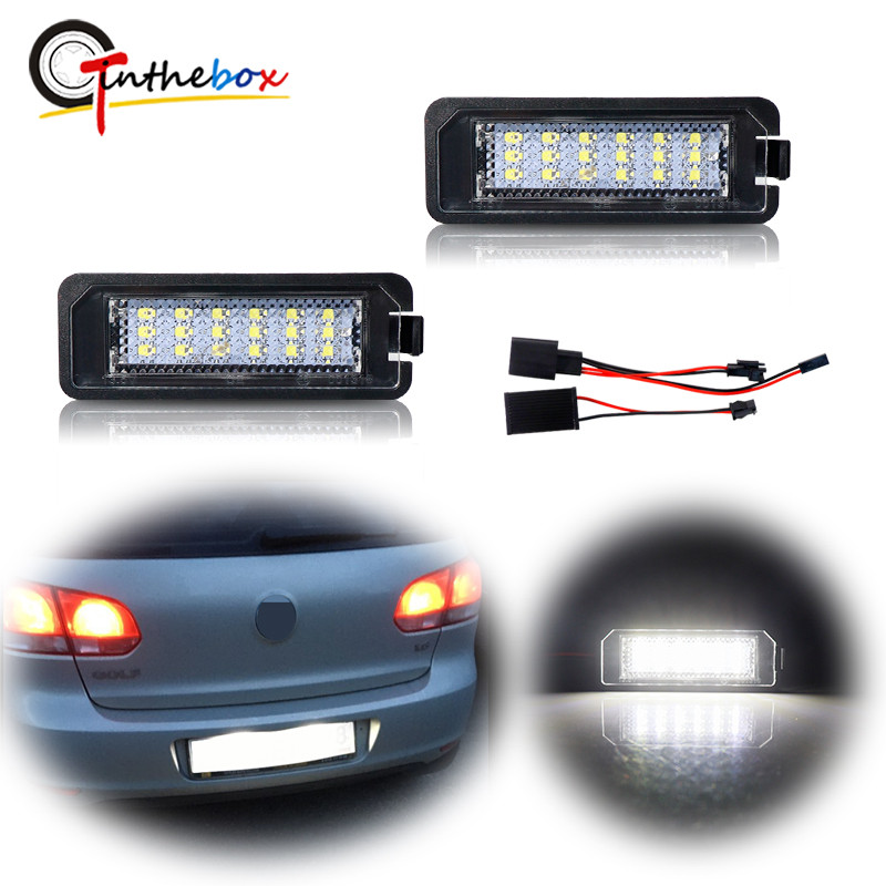 สําหรับ VW GTi Golf 4 5 6 7 MK4 MK5 MK6 MK7 Passat B7 CC EOS Scirocco Beetle 2PCS LED จํานวนป้ายทะเบียนไฟ Canbus