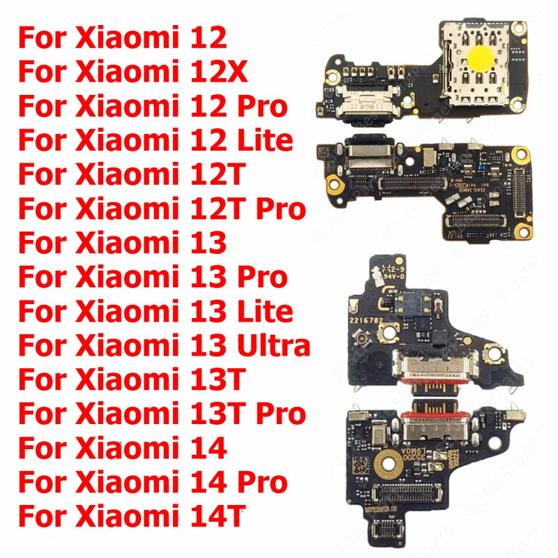 พอร์ตชาร์จสําหรับ Xiaomi 14 Pro 14T 13 Ultra 13T 12 Lite 12T 12X 5G บอร์ดชาร์จ Usb Connector Pcb Dock แผ่น Flex Cable Parts