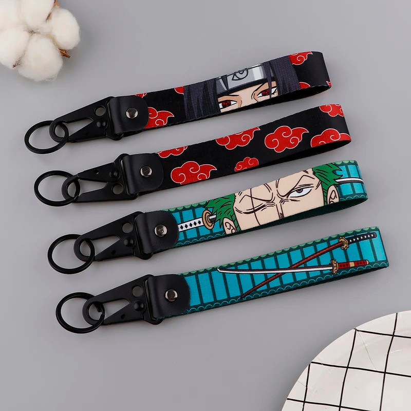 ญี่ปุ่นอะนิเมะ Key Chain Cool ตัวอักษรพวงกุญแจพวงกุญแจสําหรับรถยนต์รถจักรยานยนต์จี้คีย์ผู้ถือสายรัดข้อมือแขวนเชือก Key Tag ของขวัญ