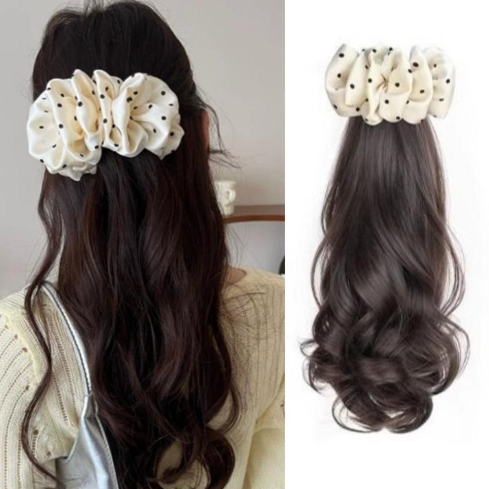 อาร์ แฮร์พีชหางม้า,สไตล์บัลเล่ต์ชั้นสีขาวลายจุดกุทัณฑ์ผมหางม้า,ต่อผมหรูหรายาวสังเคราะห์หยิกหยักวิกผมพรรค - รูปที่ 6