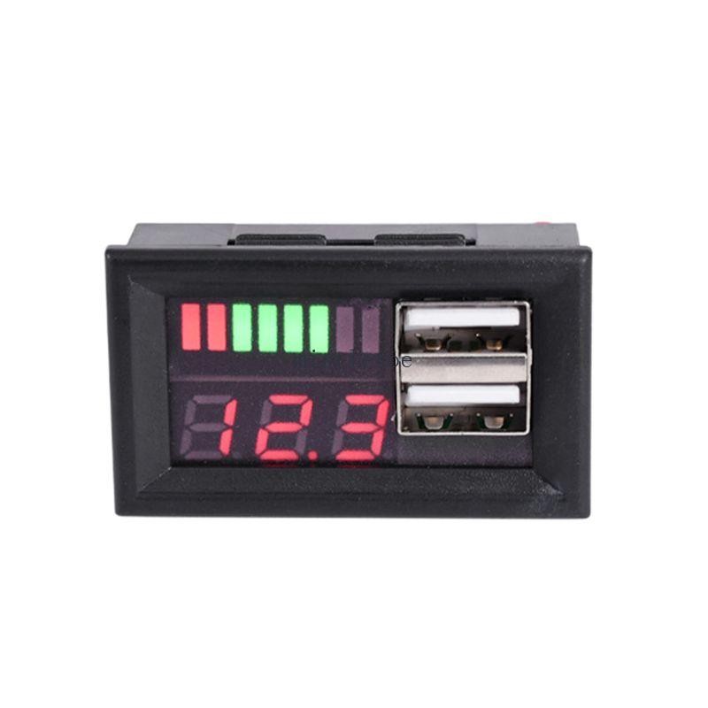 MIS Universal 12V Dual USB Digital Voltmeter แผงควบคุมแรงดันไฟฟ้าสําหรับรถจักรยานยนต์ Electromobile 