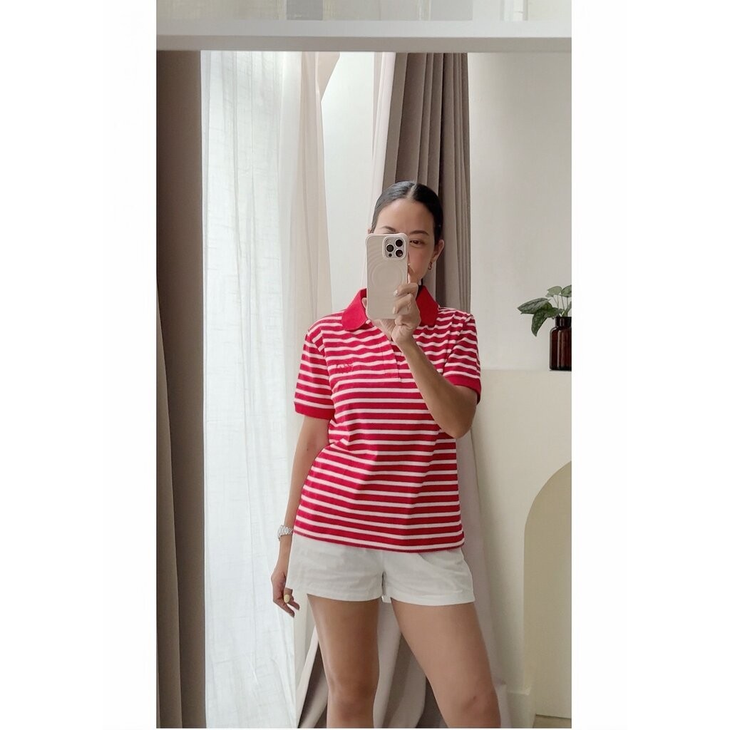 POLO STRIPED LOGO BW เสื้อโปโล งานปักลายของเเบรนด์ BW น่ารักมาก เวอร์