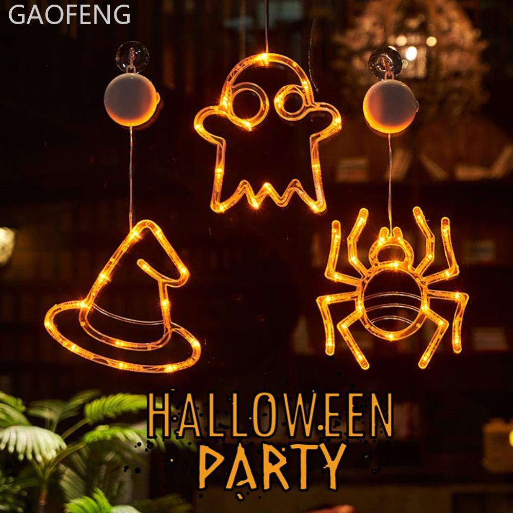 GAOFENG ไฟ LED ฮาโลวีนพร้อมถ้วยดูดแบตเตอรี่-ขับเคลื่อน Ghost ฟักทองแขวนไฟปาร์ตี้สําหรับ Shop/บ้าน/Ya