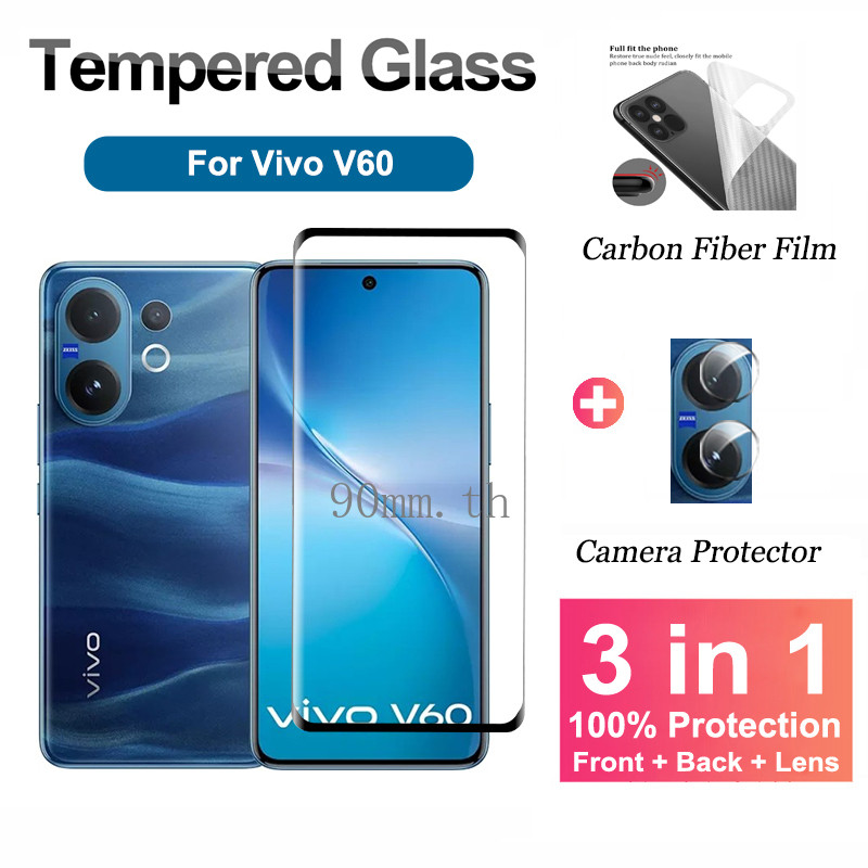 3 in 1 ฟิล์ม Vivo V60 กระจกนิรภัยฟิล์มสำหรับ Vivo V60 V50 V40 V30 Pro V50e V40e V30e 8K HD ฟิล์มกันร