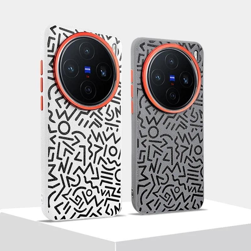 ทาสี Graffiti หนังธรรมดาเคสโทรศัพท์สําหรับ Vivo X200 Pro Mini X100 Ultra X100s โลหะ Len รูขนาดใหญ่รวมทุกอย่างปกแข็ง