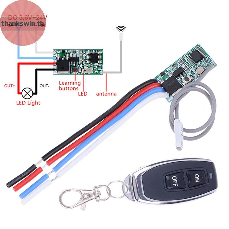 Thankswin 433mhz DC 3.6V 5V 9V 12V 24V 1CH Mini รีเลย์ไร้สาย RF รีโมทคอนโทรลสวิทช์ th