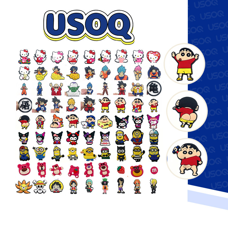Usoq jibbitz 1 ชิ้นแฟชั่นโลโก้ crocs charm การ์ตูน charm Pin รองเท้าอุปกรณ์เสริมรองเท้าแตะหัวเข็มขัดอะนิเมะ