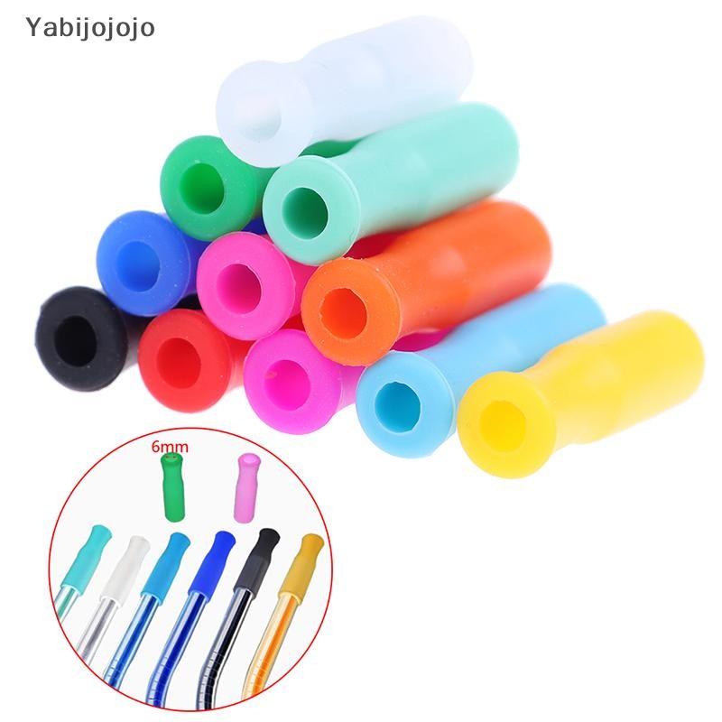 Yabijojojo 10 ชิ้นหมวก Anti-scald ฟัน Protector Bar,Reusable สแตนเลสฟางเกรดอาหารอุปกรณ์เสริมเคล็ดลับซิลิโคน 6 มม.หัวฉีดซิลิโคนใหม่
