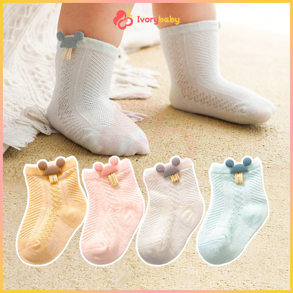 IVORYBABY ถุงเท้าสั้น ถุงเท้าเด็ก ถุงเท้า ลายน่ารัก ระบายอากาศ ผ้านิ่ม ผ้าตาข่าย