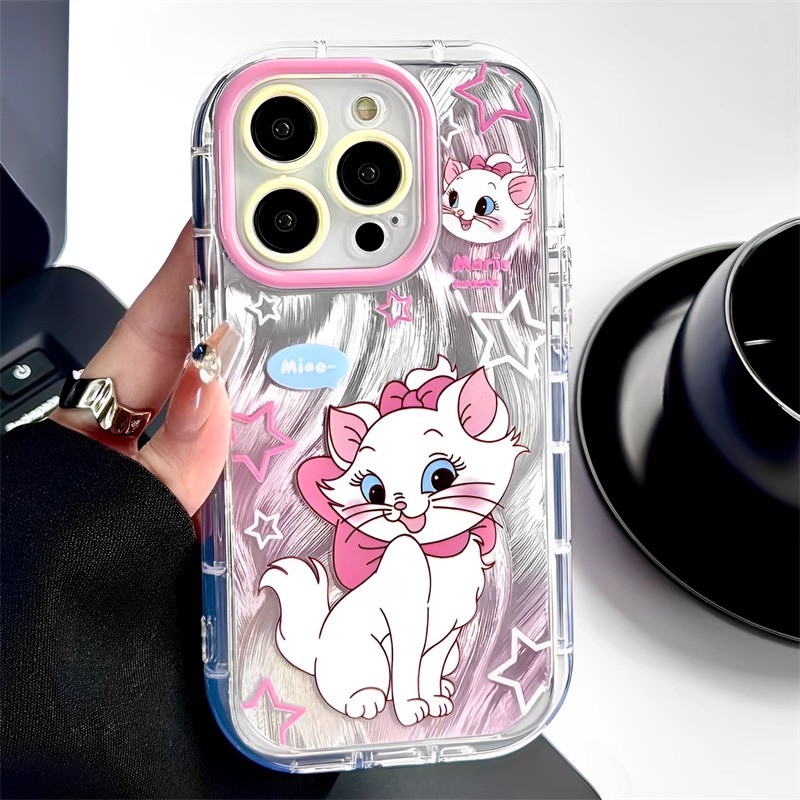 Iphone 16 15 14 13 12 11 Pro Max X XR XS Max 7 8 Plus INS น่ารักการ์ตูน Mary Cat เคสโทรศัพท์ปกอ่อน
