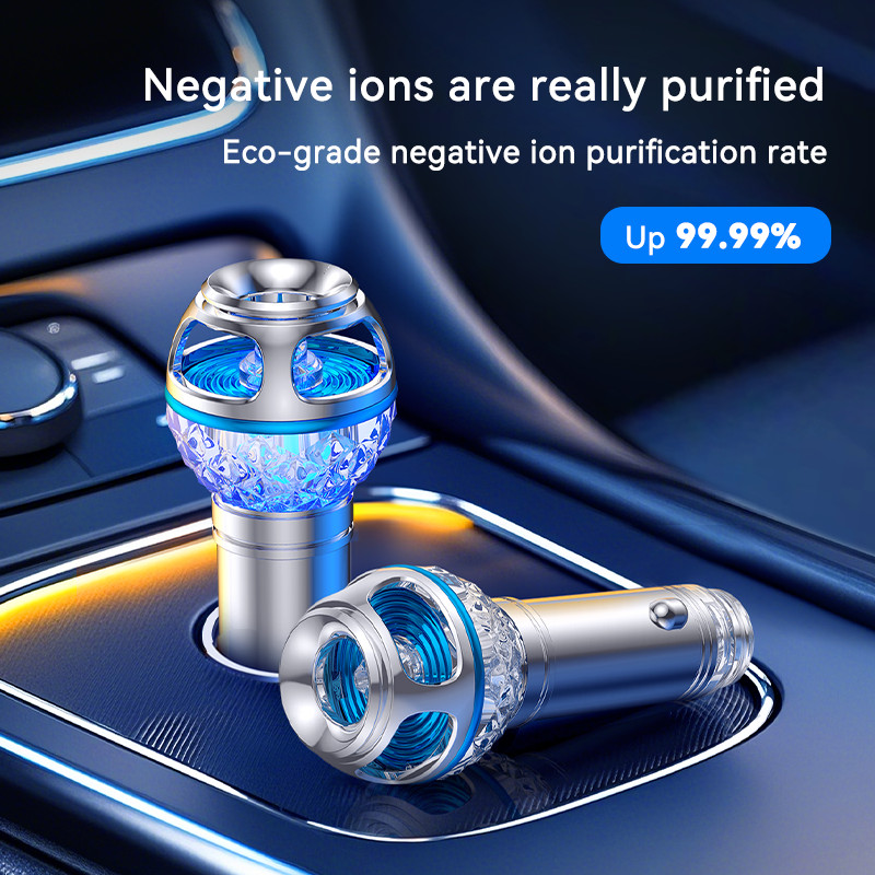 เครื่องฟอกอากาศในรถยนต์แบบพกพา Health Fresh Air Ionic 12V LED Purifier Oxygen Bar Ozone Ionizer