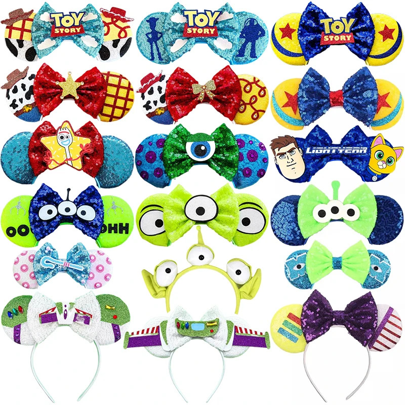 Disney Mickey Mouse หูห่วงผม สำหรับผู้ใหญ่และเด็ก พร้อมโบว์และอุปกรณ์เสริมผม จากเรื่องราว Buzz Lightyear และ alien เป็นของขวัญที่ดี!