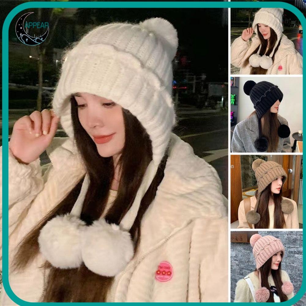 หมวกถัก APPEAR, หมวกเล่นสกีหนาปุย, หมวก Lei Feng อเนกประสงค์กันลม Coldproof Plush Soft สําหรับกลางแจ้ง