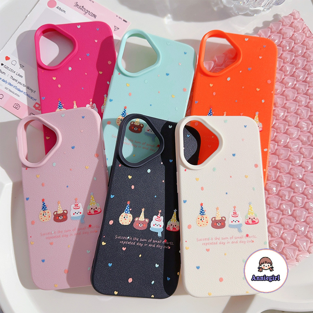 แฟชั่นจุดน่ารักหมีหัวหนังสําหรับ IPhone 11 15 16 Pro Max 16 PLUS 12 14 13 Promax Scratchproof Soft TPU โทรศัพท์ปกหลัง