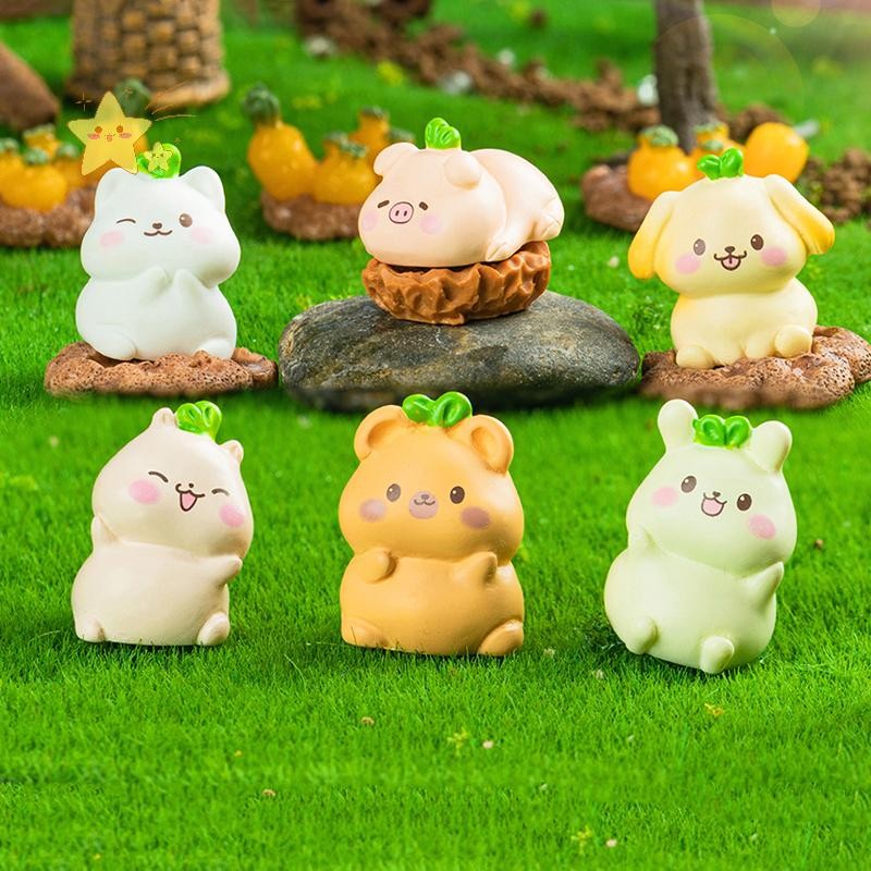 [JBTH] Miniatures ตุ๊กตาน่ารักการ์ตูน Sprouted สัตว์เล็กภูมิทัศน์เครื่องประดับ Creative DIY อุปกรณ์ตกแต่งบ้านของขวัญ [JB]