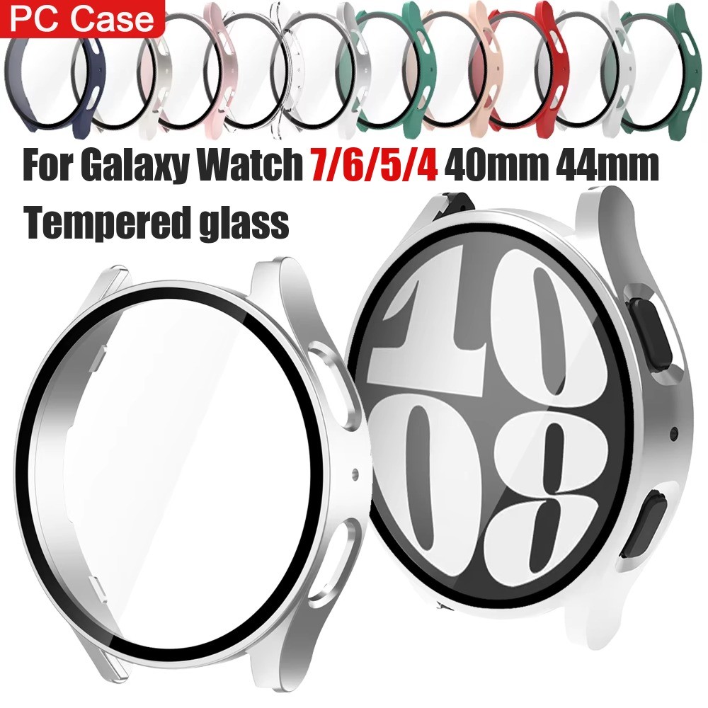 แก้ว + กรณีสําหรับ Samsung Galaxy Watch FE/6/5/4 40 มม./44 มม.ป้องกันหน้าจอกระจกนิรภัยและ Hard PC ป้องกันกันชนฝาครอบชุดอุปกรณ์เสริม