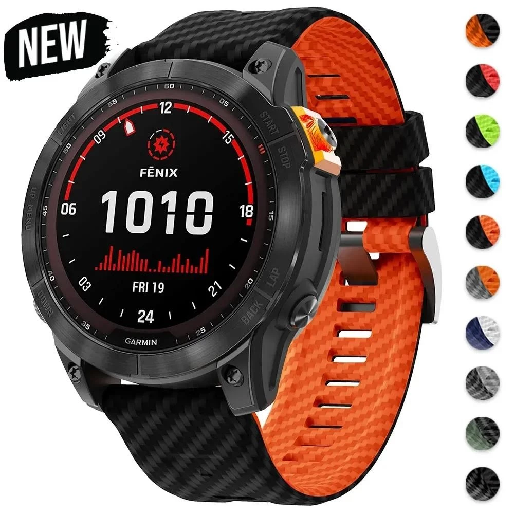 22/26 มม.คาร์บอนไฟเบอร์ซิลิโคนสําหรับ Garmin Fenix 8/5/6X/7x/Tactix7pro Quick Fit นาฬิกา Loop สายคล้องคอสําหรับ Garmin นาฬิกา