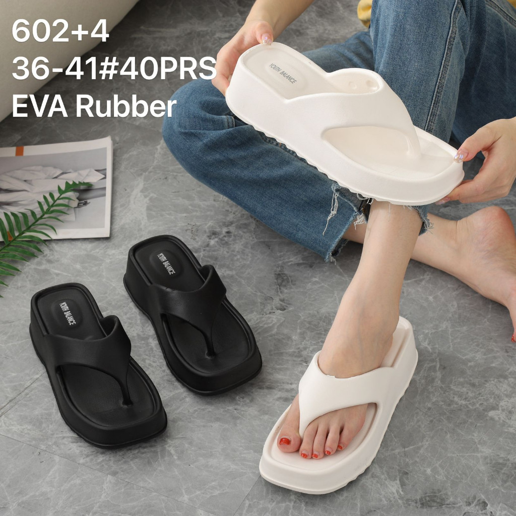 รองเท้าแตะผู้หญิง EVA Rubber wedge นําเข้าล่าสุด 602+4