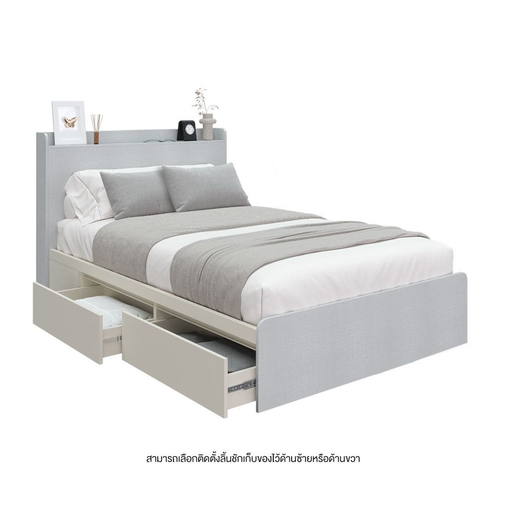 SB Design Square เตียง 3.5 ฟุต รุ่น Aiko สีขาว (121x217x100 ซม.)  แบรนด์ KONCEPT FURNITURE