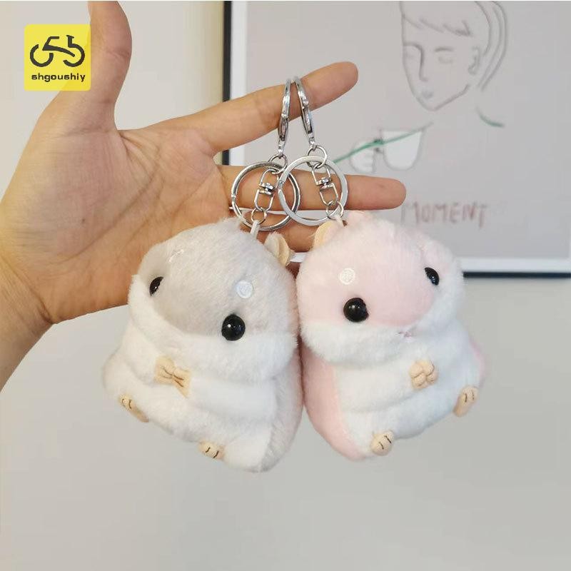 [Shgoushiy] Kawaii น่ารักนุ่มหนูแฮมสเตอร์พวงกุญแจพวงกุญแจปุย Trinkets รถกระเป๋าถือจี้ Key Chian ผู้ถือแหวนของขวัญวันเกิด TH