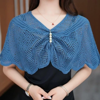MILD ผ้าคลุมไหล่ถัก, ผ้าคลุมไหล่ Tulle หลากสีระบายอากาศ, เสื้อแจ็คเก็ตบางลูกไม้สั้นผู้หญิง
