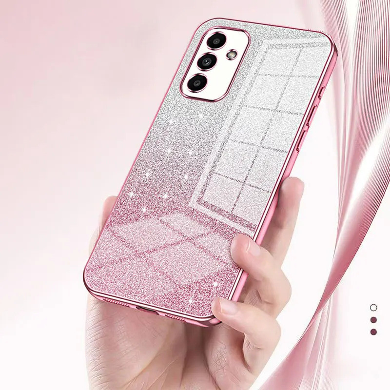 SAMSUNG 25 15 55 5Gแฟชั่นชุบBling GlitterสําหรับSamsung galaxy A05 A13 A54 A15 A25 M15 M55 A55 กันกร