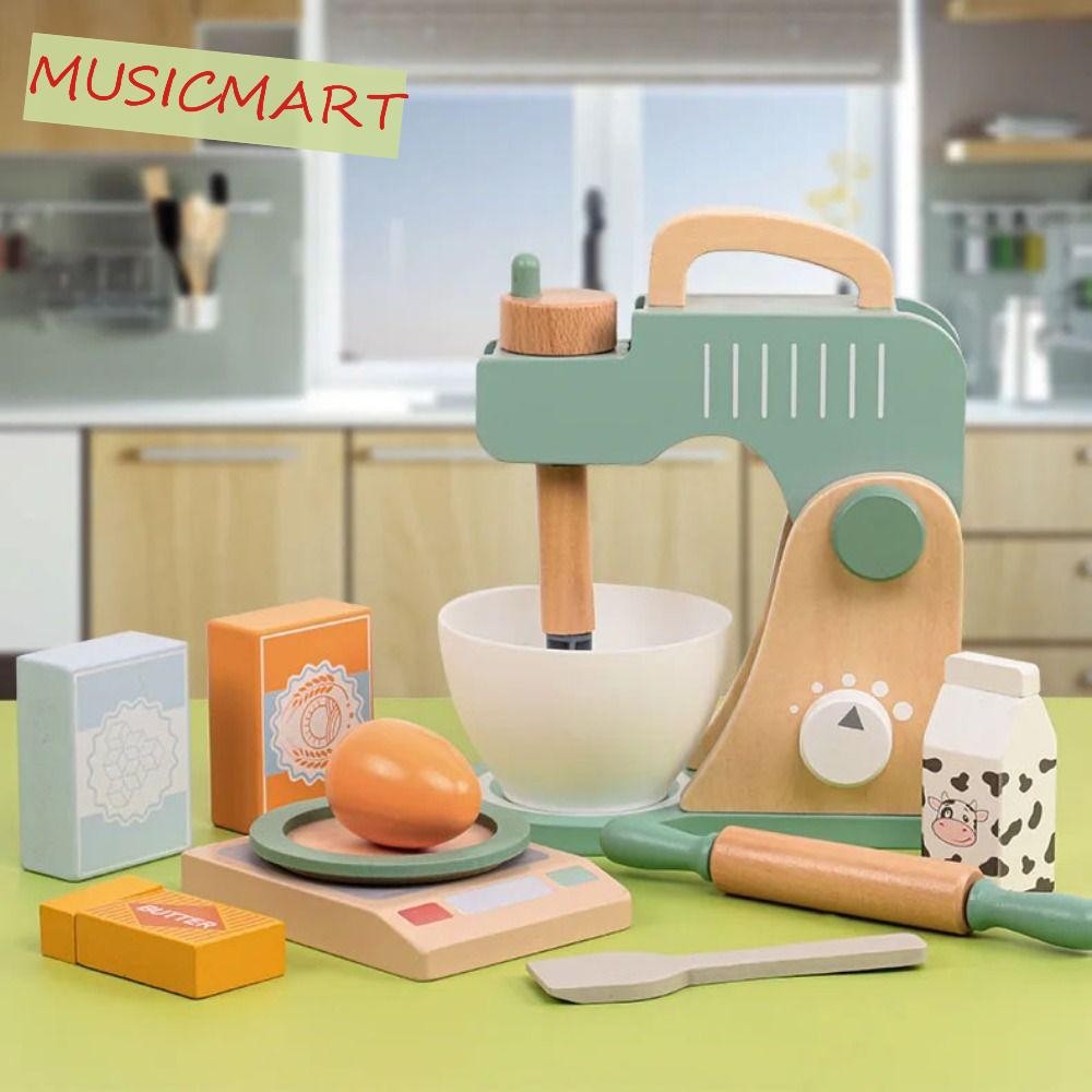 Musicmart Cake Ice Cream Play Set อาหารจําลอง Kitchen Playset Coffee|ชุดน้ําชาของเล่น,แกล้งทําเป็นเล่นของเล่นไม้เค้ก ทําเอง ชุดเครื่องปั่นผลไม้ของขวัญเด็ก