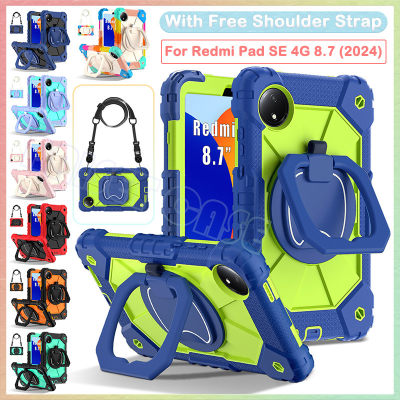 สําหรับ Redmi Pad SE 4G 8.7 นิ้ว 2024 Redmi Pad SE 8.7 360° ฝาครอบขาตั้งที่จับหมุนได้ เคสกันกระแทกสําหรับงานหนัก