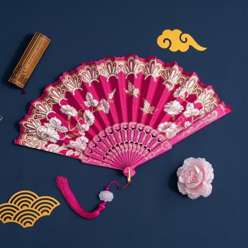 พัดจีน สีสวย  (23 cm) พัดจีนสวยๆ #AD-0009