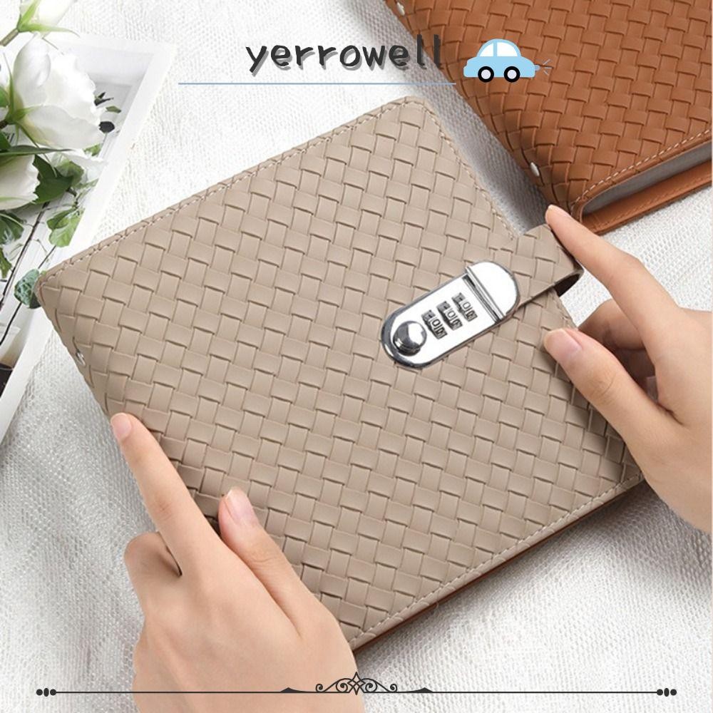 Yerrowell สมุดบันทึกเงินประหยัด, พร้อมล็อครหัสผ่านแบบใช้ซ้ําได้ 100 ซอง Challenge Binder, หนังสือสะสมธนบัตรหนัง PU กันน้ําหนา