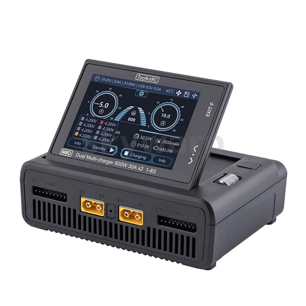 Toolkitrc M8D เครื่องชาร์จหน้าจอสัมผัส 65W เอาต์พุต Dual Channel 8S เอาต์พุตอิสระ W/256M TF Card