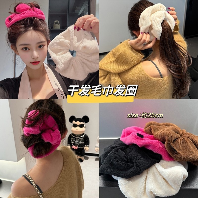 2024 ผ้าขนหนูสีสันสดใสผมผูกผมแห้งขนาดใหญ่ลําไส้ผมผูกหญิง