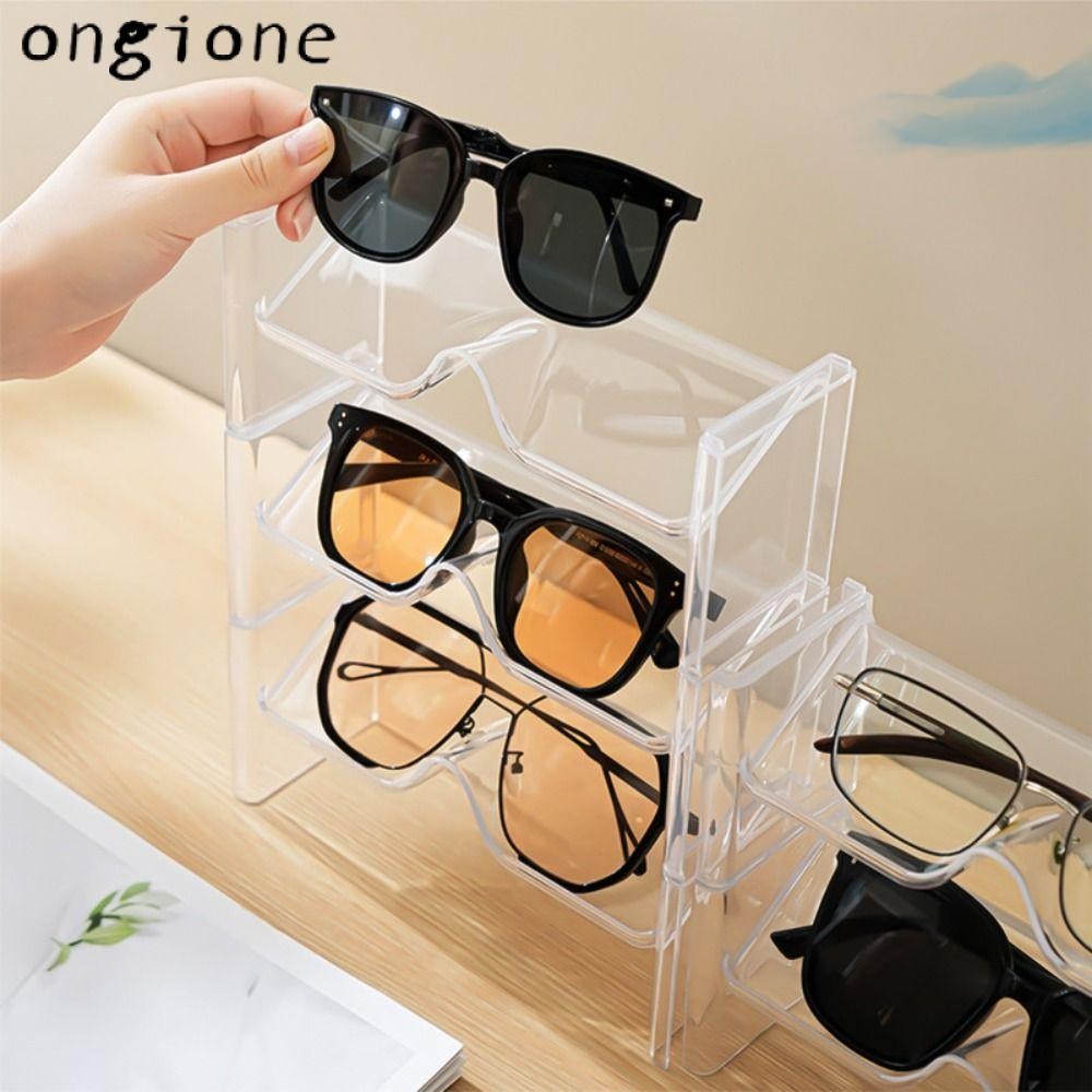 Ongione 2 ชิ้นแว่นตากันแดดแสดง Rack, จัดเก็บประหยัดพื้นที่แว่นตาขาตั้งจอแสดงผล, ผู้ถือเดสก์ท็อป Organizer ชั้นวางแว่นตา