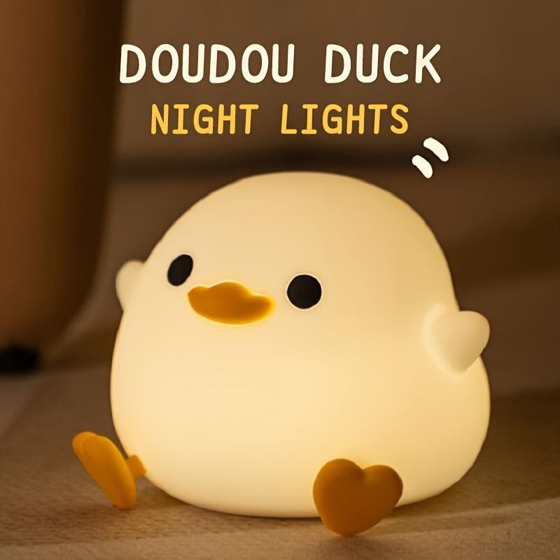 Doudou เป็ดซิลิโคน Nightlight บรรยากาศห้องนอน Bedlight USB ชาร์จ Companion Sleep Patting Light Induction Light
