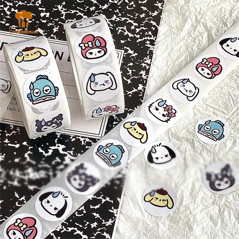 Ckfr Kawaii Sanrio ใหม่สติกเกอร์ซีลกลมน่ารัก Pochacco Cinnamoroll สาวหัวใจบัญชีมือสติกเกอร์ตกแต่งใหม่