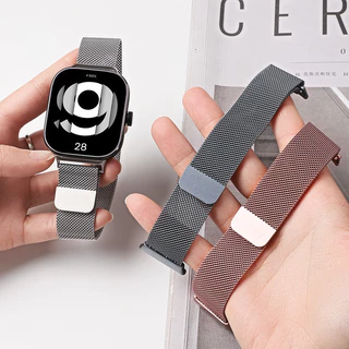 แหวนมิลาน for Redmi watch 6 5 Redmi Watch 4 สแตนเลสอุปกรณ์โลหะแม่เหล็ก Xiaomi Mi Band 8 Pro / Mi Band 10 9 Pro สายนาฬิกา