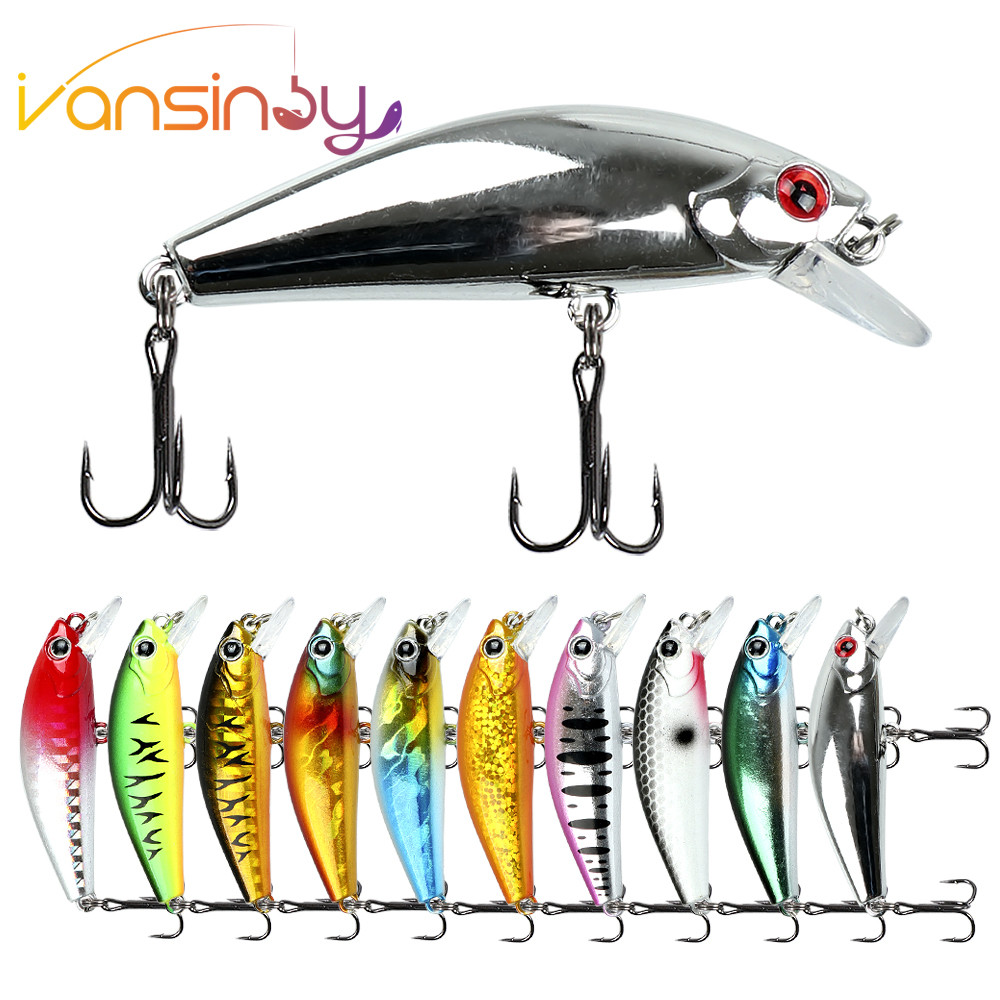 เหยื่อตกปลา Sinking Minnow 6.5g/5cm 3D เหยื่อเลเซอร์ตาพร้อมตะขอ Trible 2 อัน