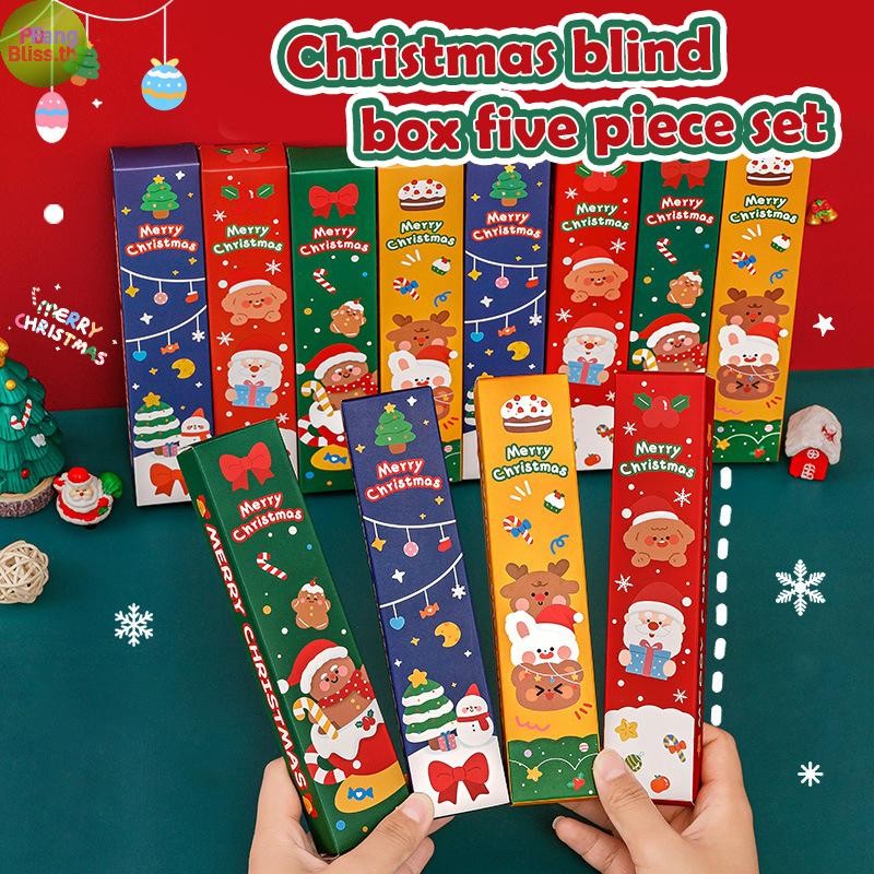 Publiiss 1 ชุดน่ารักการ์ตูน Santa Claus Snowman Elk ชุดเครื่องเขียนคริสต์มาสสร้างสรรค์แฟชั่นเครื่องมือนักเรียนเครื่องเขียนของขวัญ TH