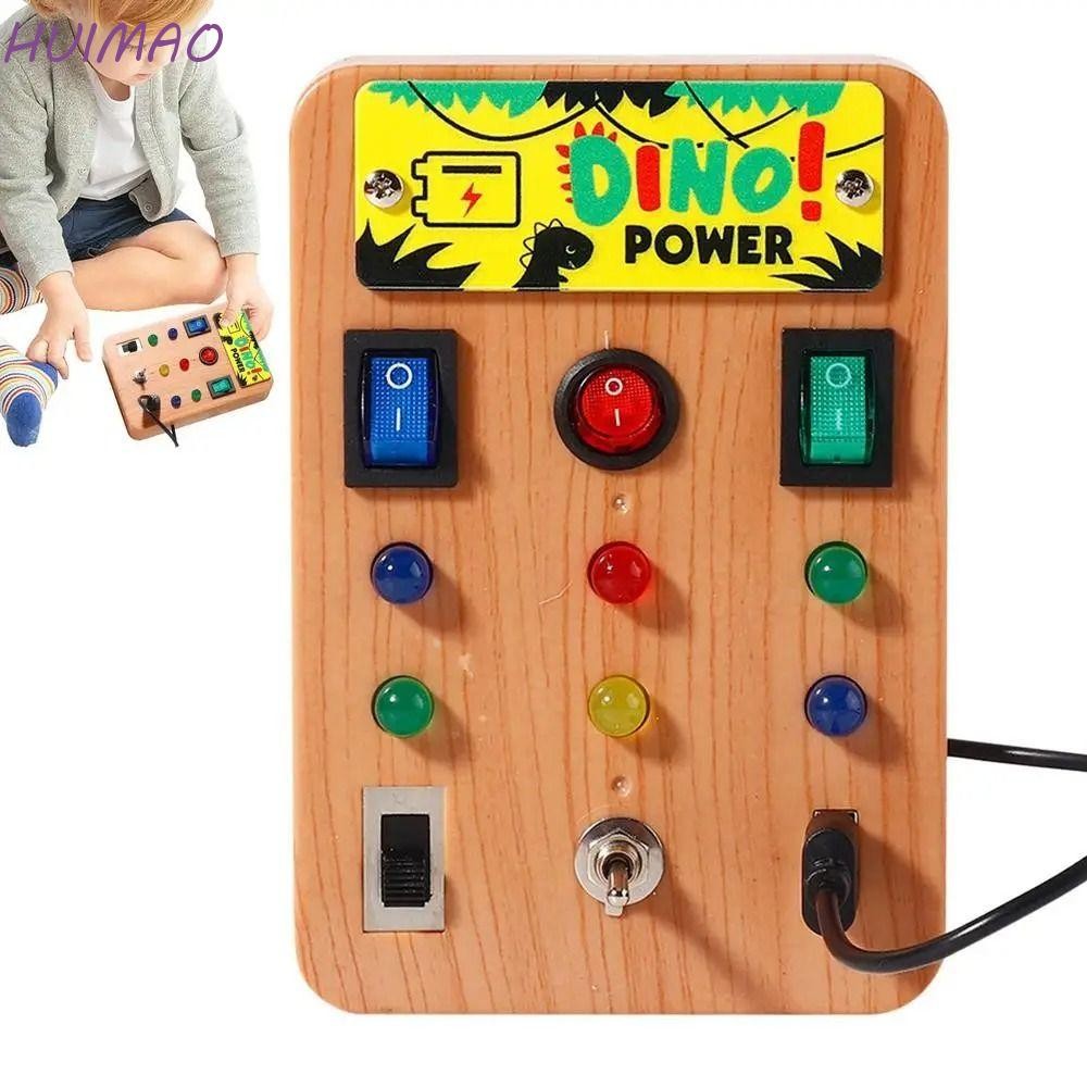 Huimao กระดานกิจกรรมสําหรับเด็ก, สวิตช์ไฟ LED อิเล็กทรอนิกส์เด็กวัยหัดเดิน Busy Board, ปุ่มปริศนาของเล่นปลอดภัย Montessori พร้อมเครื่องมือไขควงเด็ก Busy Board การศึกษาก่อนวัยเรียน