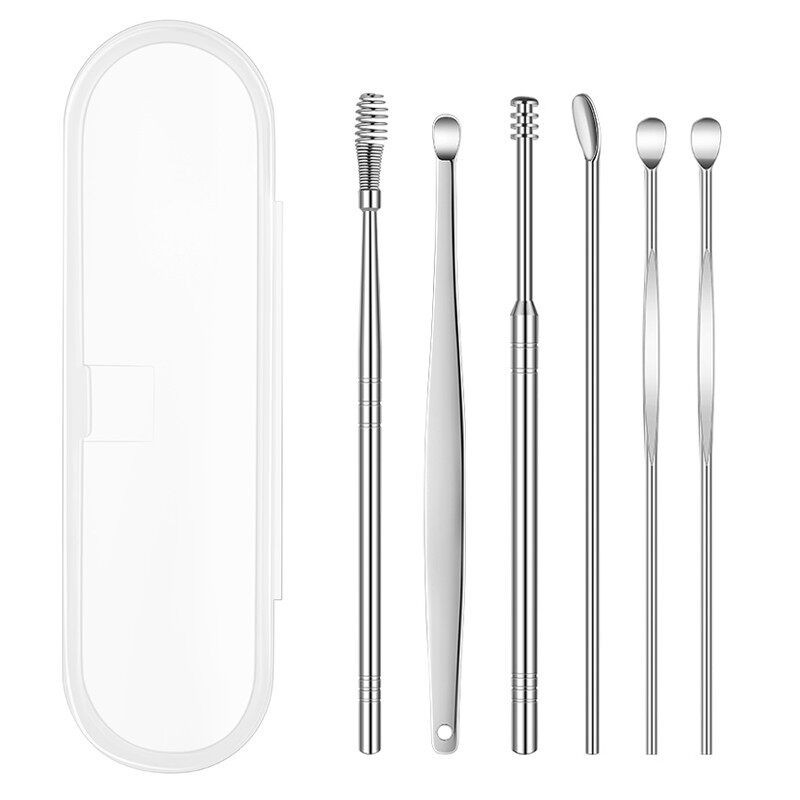 ชุดไม้แคะหู ชุดไม้แคะหูสแตนเลส อุปกรณ์แคะหู ที่แคะหู 1 ชุดมี 6 ชิ้น พร้อมกล่องใส่สวยงาม