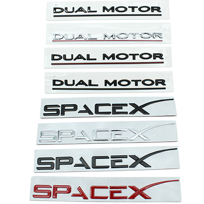 3D ABS โลโก้ DUAL มอเตอร์ SPACEX ตัวอักษรป้ายสัญลักษณ์รถด้านหลัง Badge Decal สติกเกอร์สําหรับ Tesla รุ่น 3 YSX อุปกรณ์เสริม