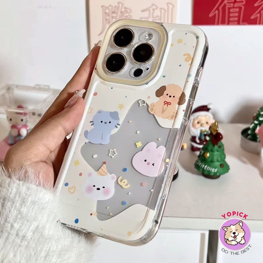 สําหรับ iPhone 16promax 16pro 16plus 16 ใกล้ 13promax 12promax 14 15 15promax 15max 14plus สร้างแมวลูกสุนัขกระต่าย 15pro xr 7plus 8p 11 12 12pm ใหม่ TA