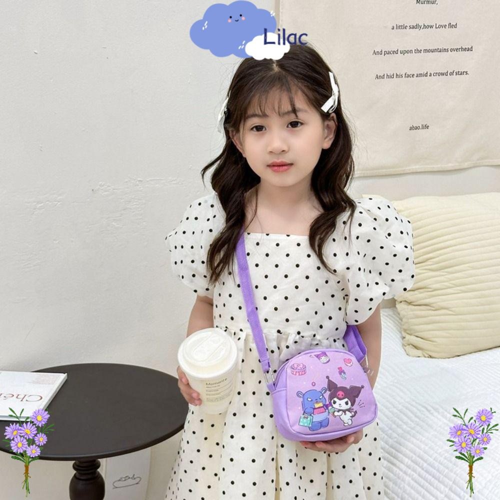 Lilacs Sanrio กระเป๋าสะพายข้างน่ารัก Cinnamoroll Kuromi กระเป๋าสะพายน่ารักการ์ตูน Kawaii ความจุขนาดใหญ่กระเป๋าการ์ตูนเด็กของขวัญ