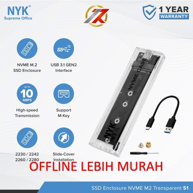 NYK S1 CASE SSD M2 MVME TRANSPARENT