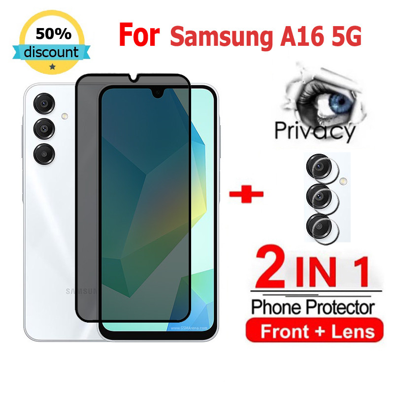 2 in 1 ฟิล์ม Samsung A16 5G ฟิล์มกระจกนิรภัยกันรอยหน้าจอ กันแอบมอง เพื่อความเป็นส่วนตัว สําหรับ Sams