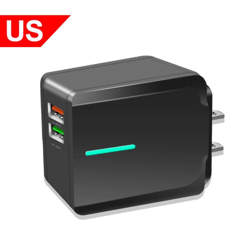 หัวชาร์จไว ช่อง USB คู่ ชาร์จมือถือ ทนทาน คุณภาพดี หัวปลั๊ก US สีเหลือง สีขาว สีดำ