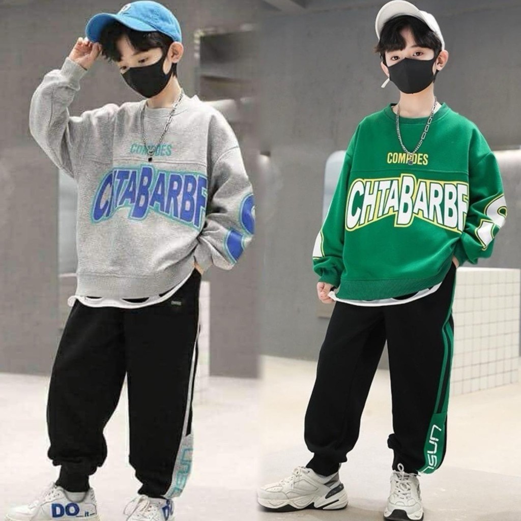 ชุดกันหนาวเด็กผู้ชาย เสื้อผ้าเด็กผู้ชายชุดเซ็ท2ชิ้น เสื้อ+กางเกง เสื้อผ้าเด็กโตชาย ชุดกันหนาวเด็กผ้าไม่บาง ML977